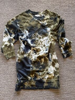 Electric & Rose Avion Sunday tie-dye sweatshirt dress - Olive & Black